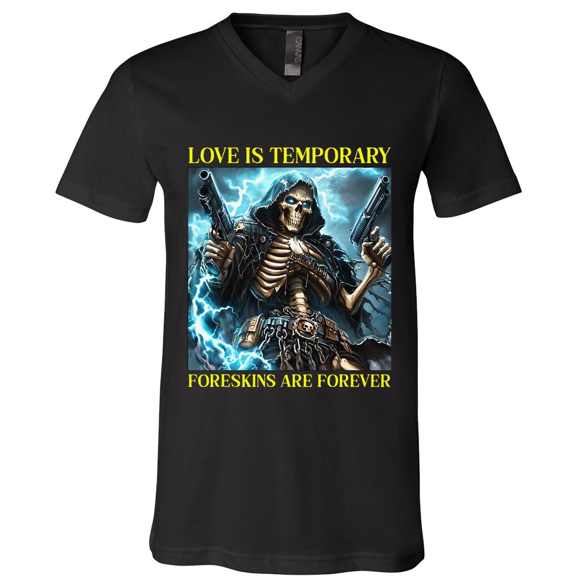 Cringe Hard Skeleton Meme Funny Foreskin V-Neck T-Shirt