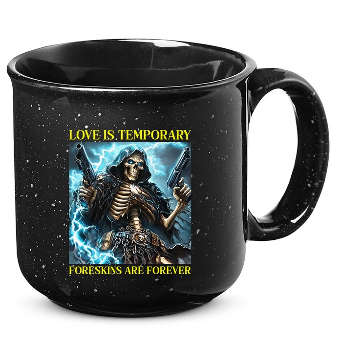 Cringe Hard Skeleton Meme Funny Foreskin 15oz Campfire Ceramic Mug