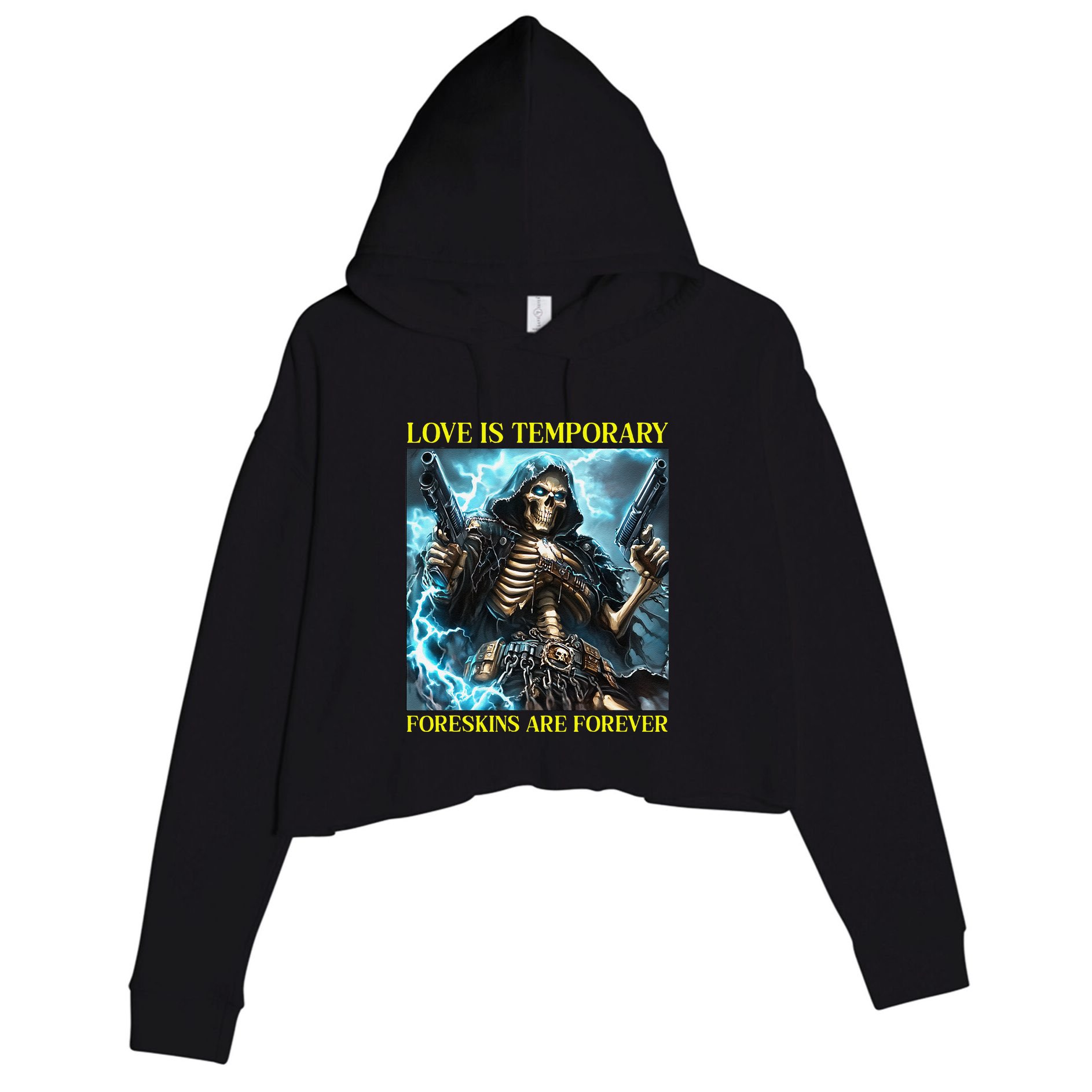 Cringe Hard Skeleton Meme Funny Foreskin Crop Fleece Hoodie