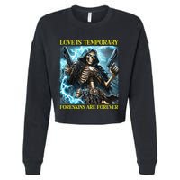 Cringe Hard Skeleton Meme Funny Foreskin Cropped Pullover Crew