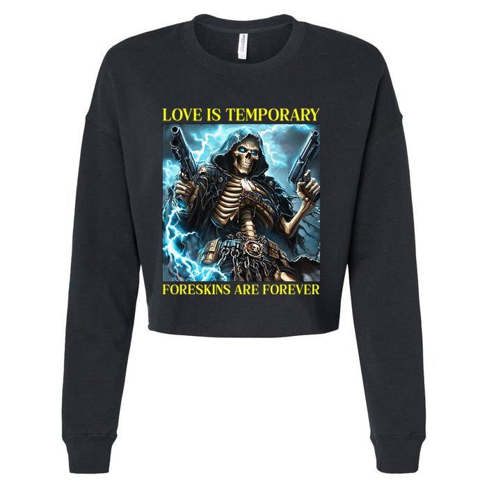 Cringe Hard Skeleton Meme Funny Foreskin Cropped Pullover Crew