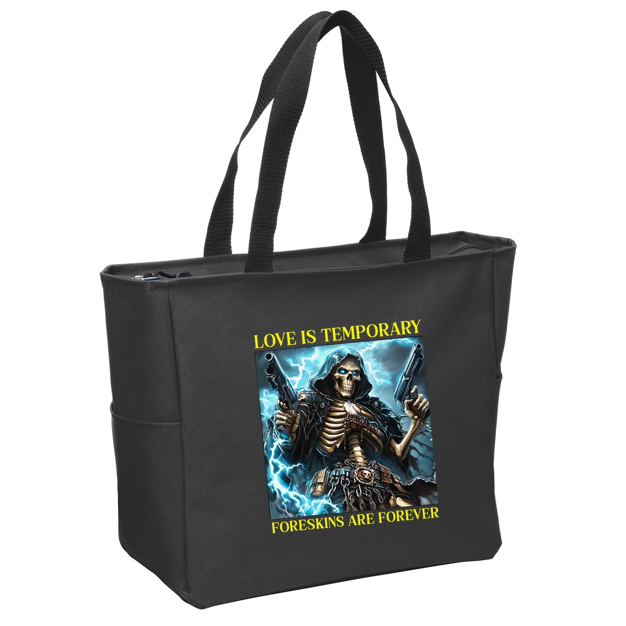 Cringe Hard Skeleton Meme Funny Foreskin Zip Tote Bag