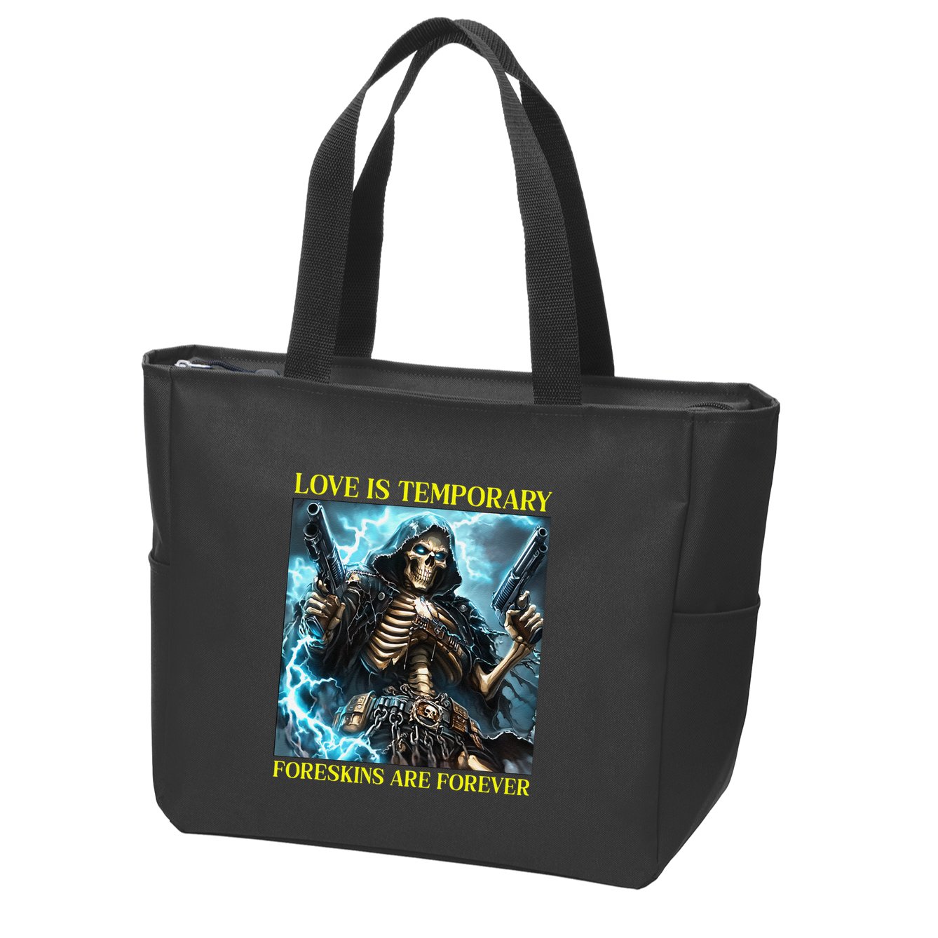 Cringe Hard Skeleton Meme Funny Foreskin Zip Tote Bag