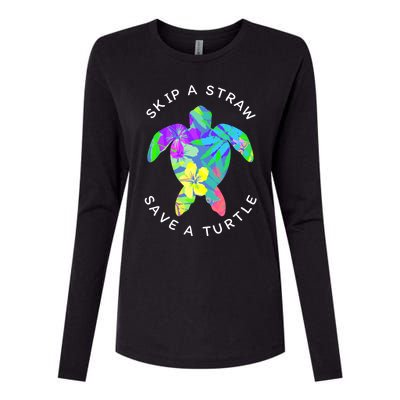 Cool Hawaiian Skip A Straw Save A Turtle Gift Womens Cotton Relaxed Long Sleeve T-Shirt