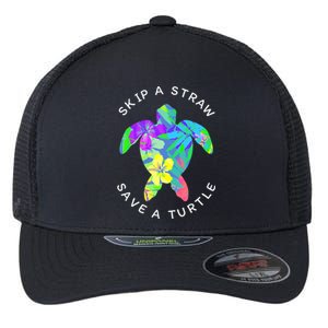 Cool Hawaiian Skip A Straw Save A Turtle Gift Flexfit Unipanel Trucker Cap