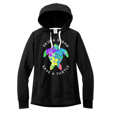 Cool Hawaiian Skip A Straw Save A Turtle Gift Women's Fleece Hoodie