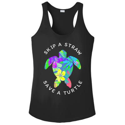 Cool Hawaiian Skip A Straw Save A Turtle Gift Ladies PosiCharge Competitor Racerback Tank