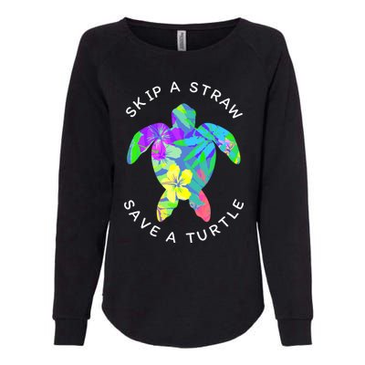 Cool Hawaiian Skip A Straw Save A Turtle Gift Womens California Wash Sweatshirt