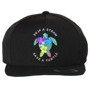 Cool Hawaiian Skip A Straw Save A Turtle Gift Wool Snapback Cap