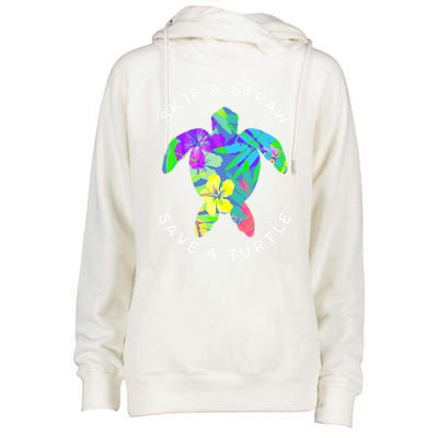 Cool Hawaiian Skip A Straw Save A Turtle Gift Womens Funnel Neck Pullover Hood