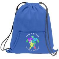 Cool Hawaiian Skip A Straw Save A Turtle Gift Sweatshirt Cinch Pack Bag