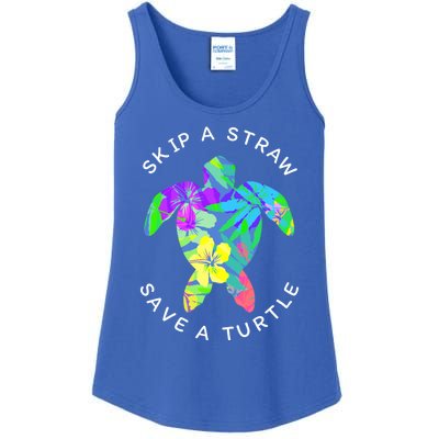 Cool Hawaiian Skip A Straw Save A Turtle Gift Ladies Essential Tank