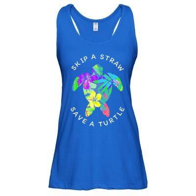 Cool Hawaiian Skip A Straw Save A Turtle Gift Ladies Essential Flowy Tank