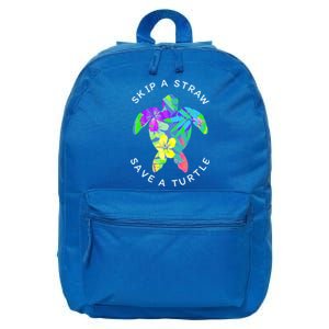 Cool Hawaiian Skip A Straw Save A Turtle Gift 16 in Basic Backpack