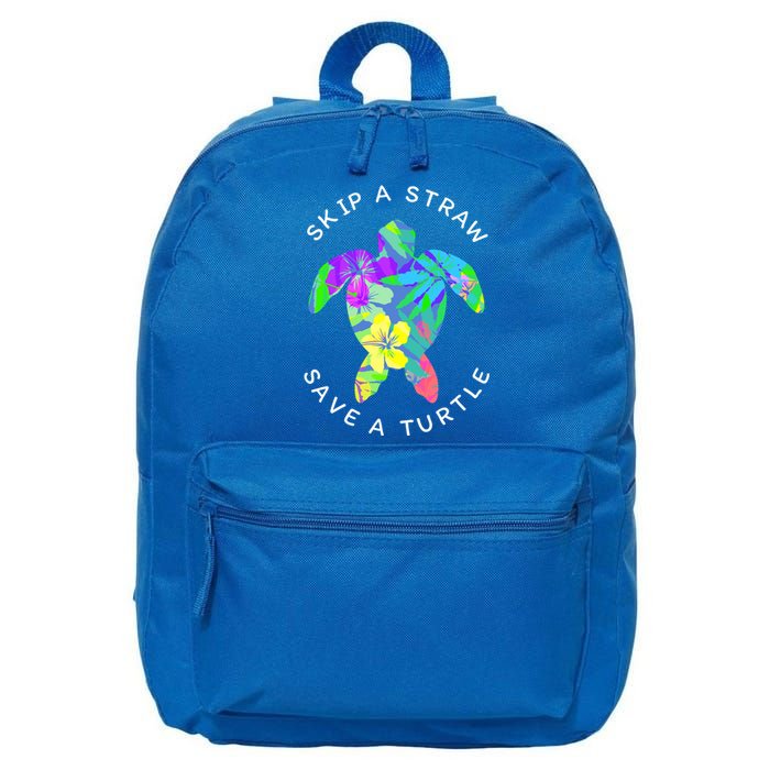 Cool Hawaiian Skip A Straw Save A Turtle Gift 16 in Basic Backpack