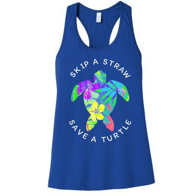 Cool Hawaiian Skip A Straw Save A Turtle Gift Women's Racerback Tank