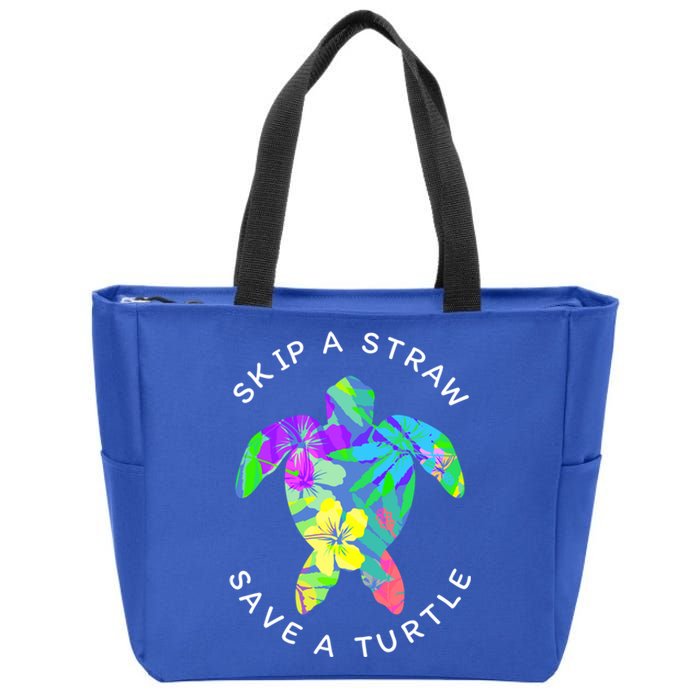 Cool Hawaiian Skip A Straw Save A Turtle Gift Zip Tote Bag