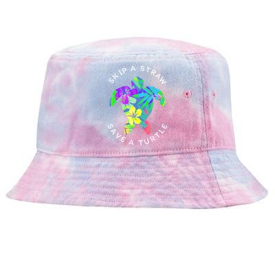 Cool Hawaiian Skip A Straw Save A Turtle Gift Tie-Dyed Bucket Hat