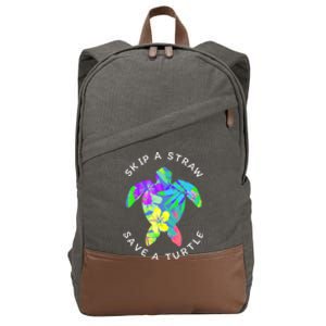 Cool Hawaiian Skip A Straw Save A Turtle Gift Cotton Canvas Backpack