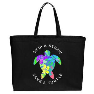 Cool Hawaiian Skip A Straw Save A Turtle Gift Cotton Canvas Jumbo Tote