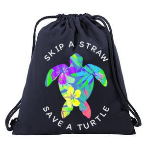 Cool Hawaiian Skip A Straw Save A Turtle Gift Drawstring Bag