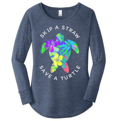 Cool Hawaiian Skip A Straw Save A Turtle Gift Women's Perfect Tri Tunic Long Sleeve Shirt