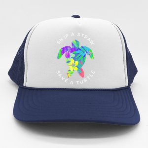 Cool Hawaiian Skip A Straw Save A Turtle Gift Trucker Hat