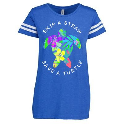 Cool Hawaiian Skip A Straw Save A Turtle Gift Enza Ladies Jersey Football T-Shirt