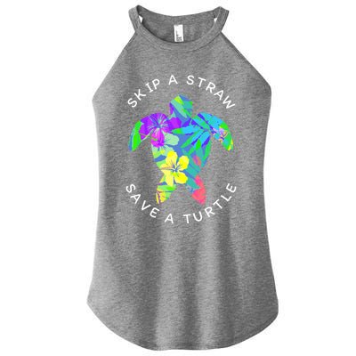 Cool Hawaiian Skip A Straw Save A Turtle Gift Women’s Perfect Tri Rocker Tank