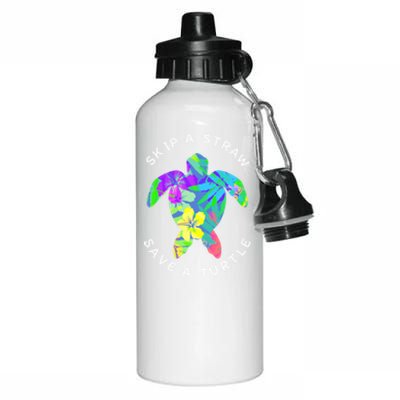 Cool Hawaiian Skip A Straw Save A Turtle Gift Aluminum Water Bottle