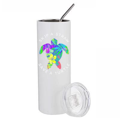 Cool Hawaiian Skip A Straw Save A Turtle Gift Stainless Steel Tumbler