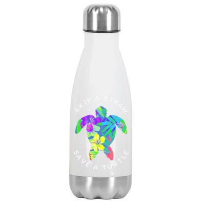 Cool Hawaiian Skip A Straw Save A Turtle Gift Stainless Steel Insulated Water Bottle