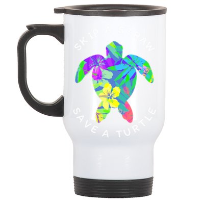 Cool Hawaiian Skip A Straw Save A Turtle Gift Stainless Steel Travel Mug