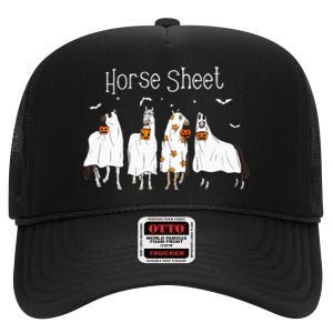 Cute Horse Sheet Spooky Season Ghost Horse Halloween Costume High Crown Mesh Back Trucker Hat