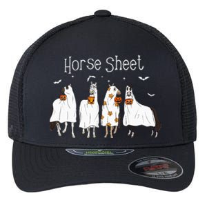 Cute Horse Sheet Spooky Season Ghost Horse Halloween Costume Flexfit Unipanel Trucker Cap