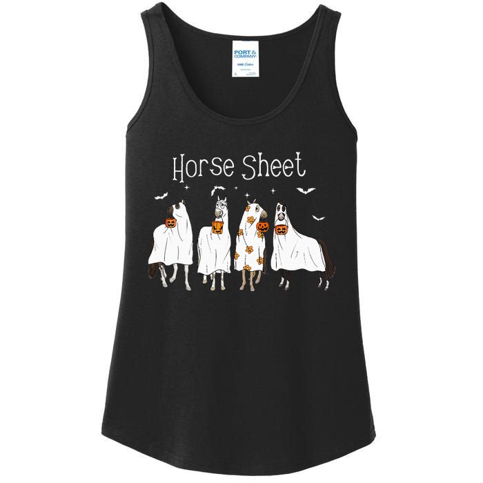 Cute Horse Sheet Spooky Season Ghost Horse Halloween Costume Ladies Essential Tank