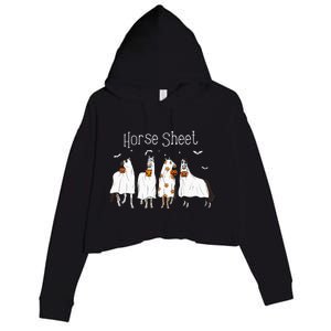 Cute Horse Sheet Spooky Season Ghost Horse Halloween Costume Crop Fleece Hoodie