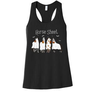 Cute Horse Sheet Spooky Season Ghost Horse Halloween Costume Women's Racerback Tank