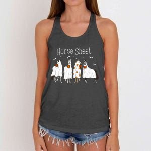 Cute Horse Sheet Spooky Season Ghost Horse Halloween Costume Women's Knotted Racerback Tank