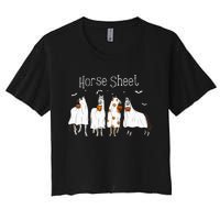 Cute Horse Sheet Spooky Season Ghost Horse Halloween Costume Women's Crop Top Tee