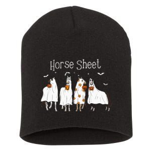 Cute Horse Sheet Spooky Season Ghost Horse Halloween Costume Short Acrylic Beanie