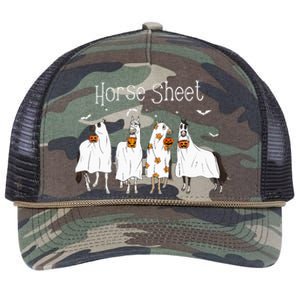 Cute Horse Sheet Spooky Season Ghost Horse Halloween Costume Retro Rope Trucker Hat Cap