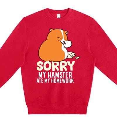 Cute Hamster School My Hamster Ate My Homework Premium Crewneck Sweatshirt