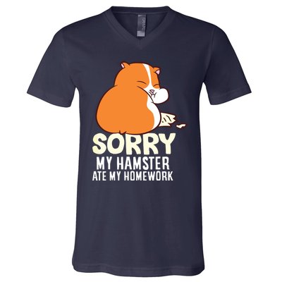 Cute Hamster School My Hamster Ate My Homework V-Neck T-Shirt