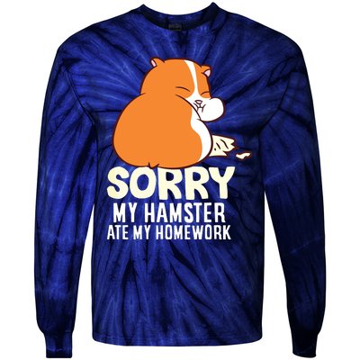 Cute Hamster School My Hamster Ate My Homework Tie-Dye Long Sleeve Shirt