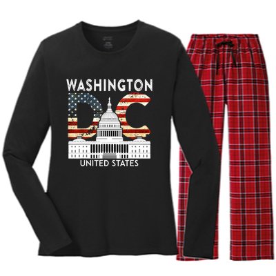 Capitol Hill Souvenir Gift Washington DC Women's Long Sleeve Flannel Pajama Set 