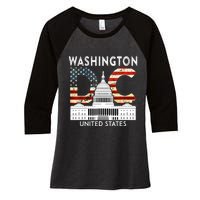 Capitol Hill Souvenir Gift Washington DC Women's Tri-Blend 3/4-Sleeve Raglan Shirt