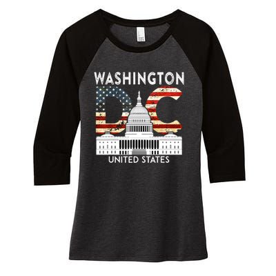 Capitol Hill Souvenir Gift Washington DC Women's Tri-Blend 3/4-Sleeve Raglan Shirt