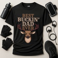 Cool Hunting Saying Deer Hunter I Best Buckin Dad Ever Gift Cooling Performance Crew T-Shirt