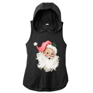 Christmas Holiday Santa Claus Funny Cute Ladies PosiCharge Tri-Blend Wicking Draft Hoodie Tank